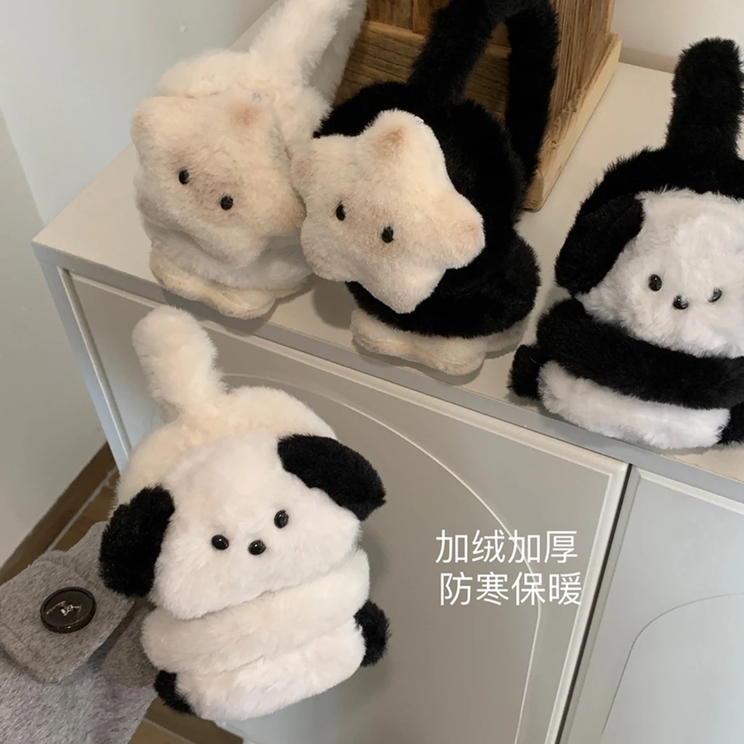 韩系小众星星暹罗猫毛绒耳罩护耳朵拍照出片学生骑行加绒保暖耳套