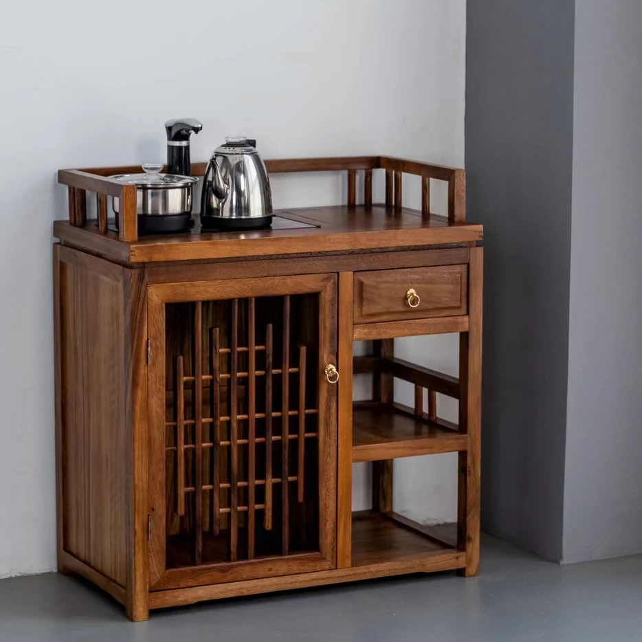 厂家直销启程茶水柜一门一抽 胡桃木实木制作  烧水桌 别致