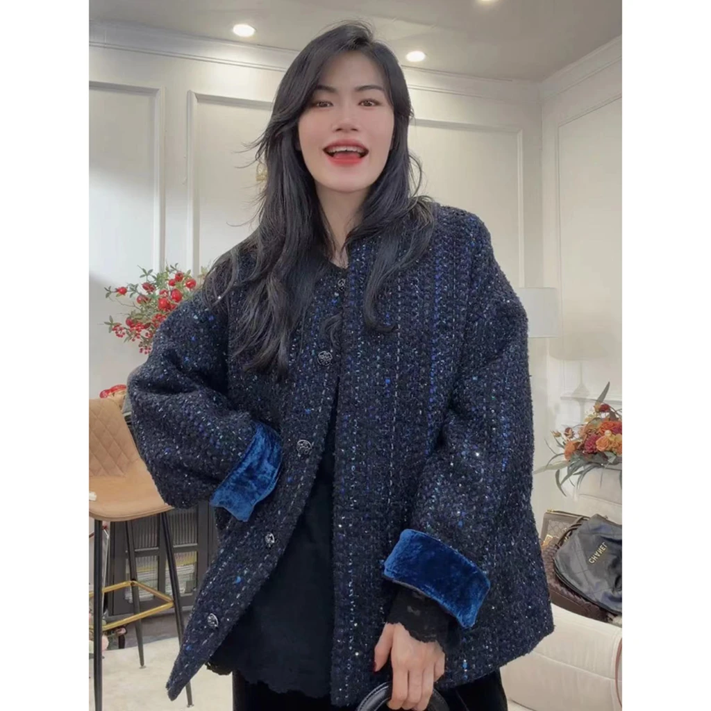 【蓝茵羽绒版】设计感20羊外套女厚款过冬年货高级感小香风