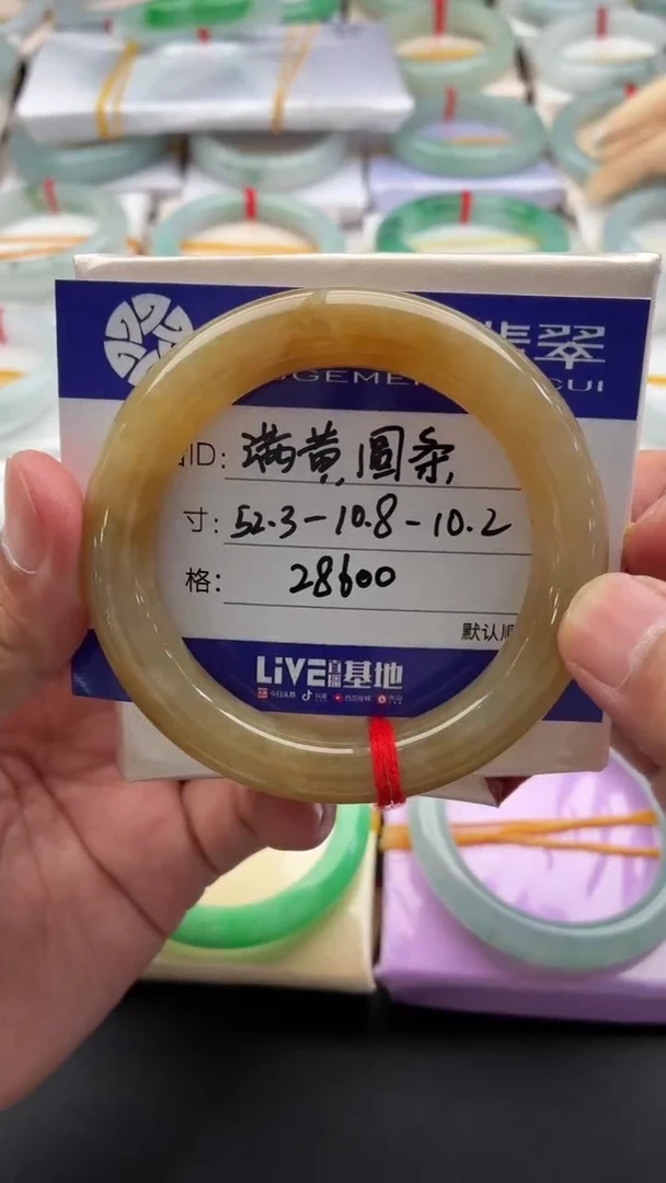 未镶嵌手镯翡翠满黄圆条