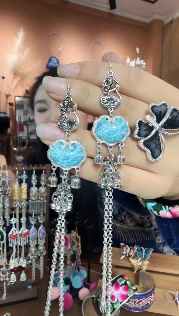 刺绣纯手工民族风耳环