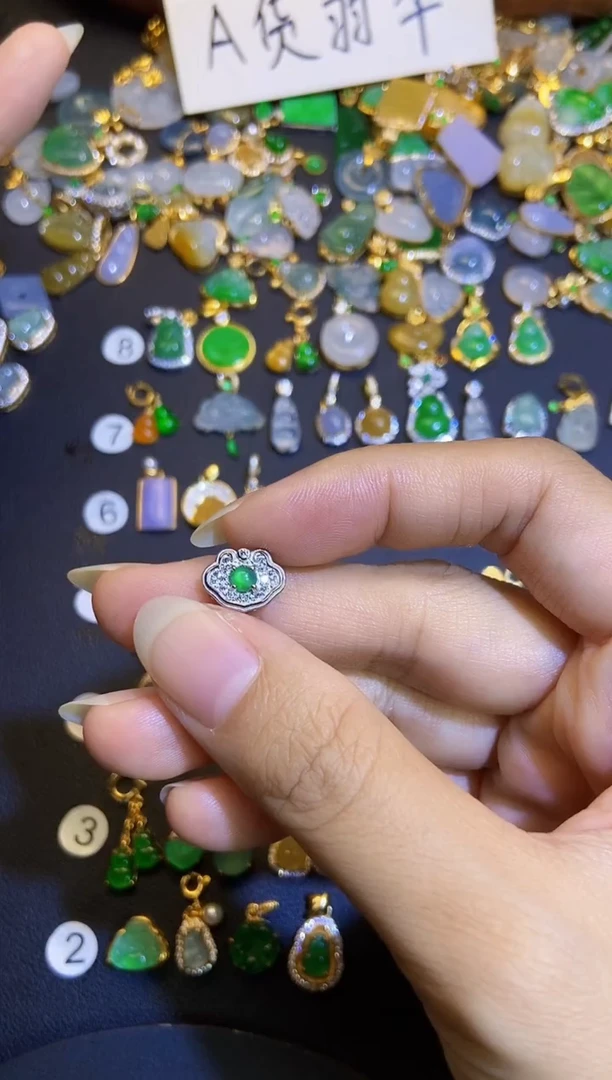 吊坠(不含链)银S925镶嵌翡翠4