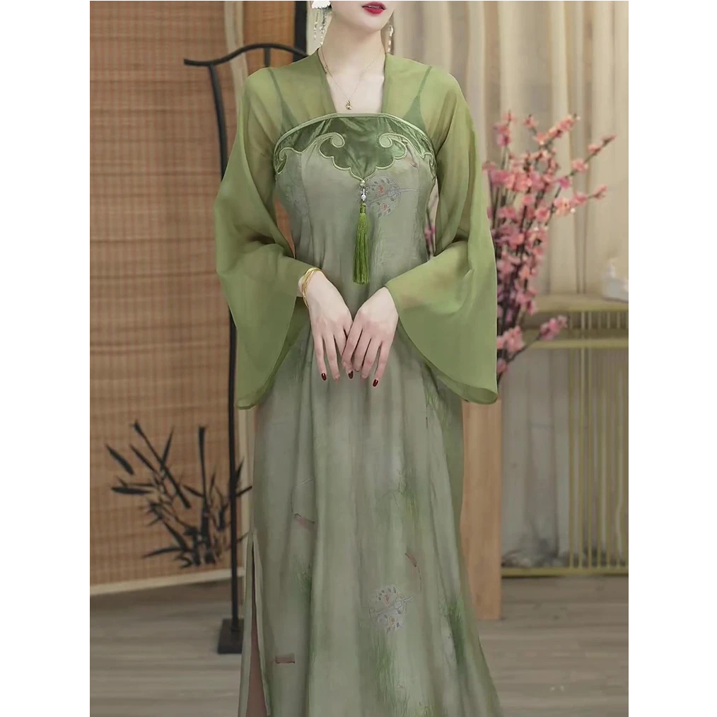 新中式时尚文艺复古改良旗袍连衣裙2025春夏新款气质宽松显瘦裙子