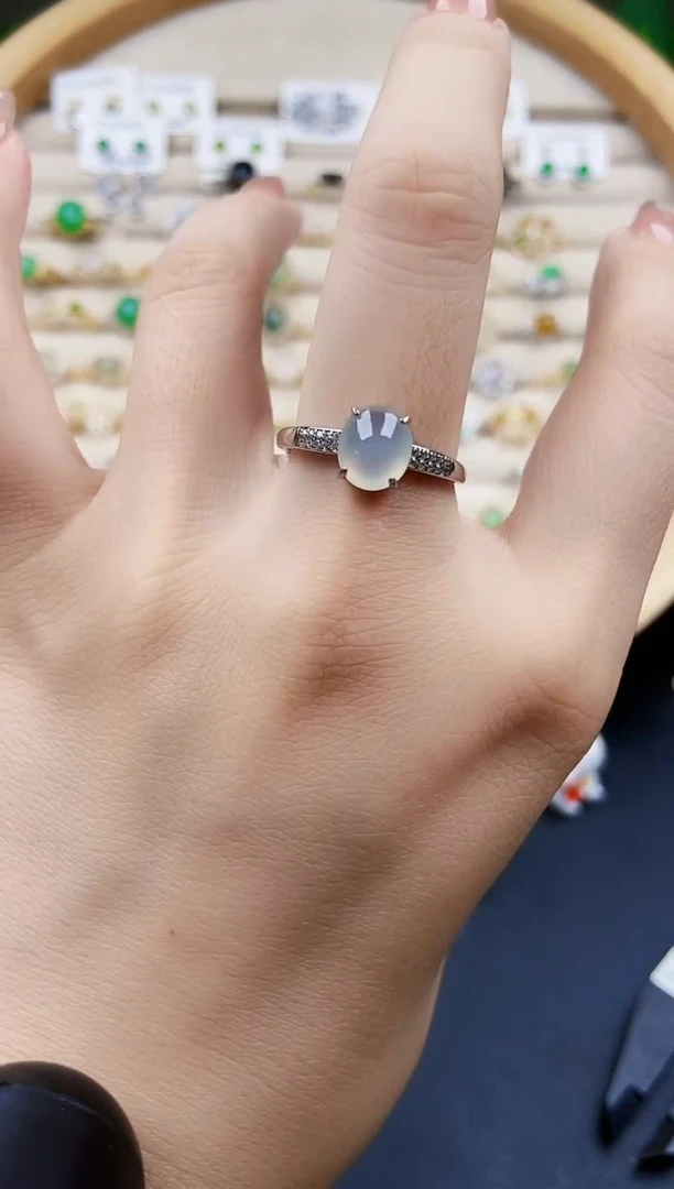 翡翠戒指银S925镶嵌12