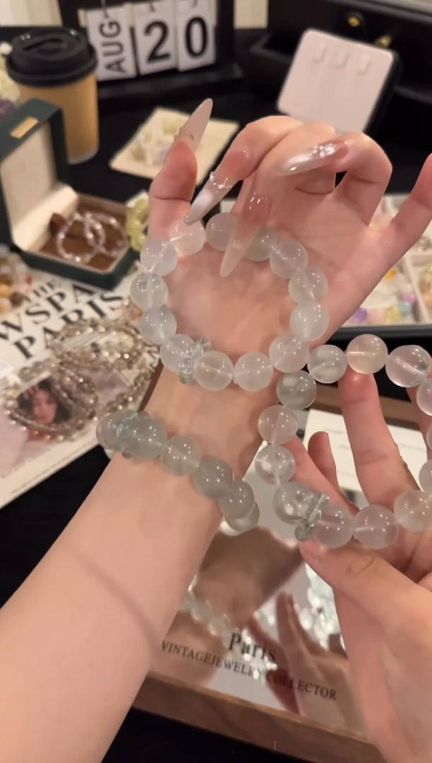 水晶手链合金薄荷绿萤石x2304