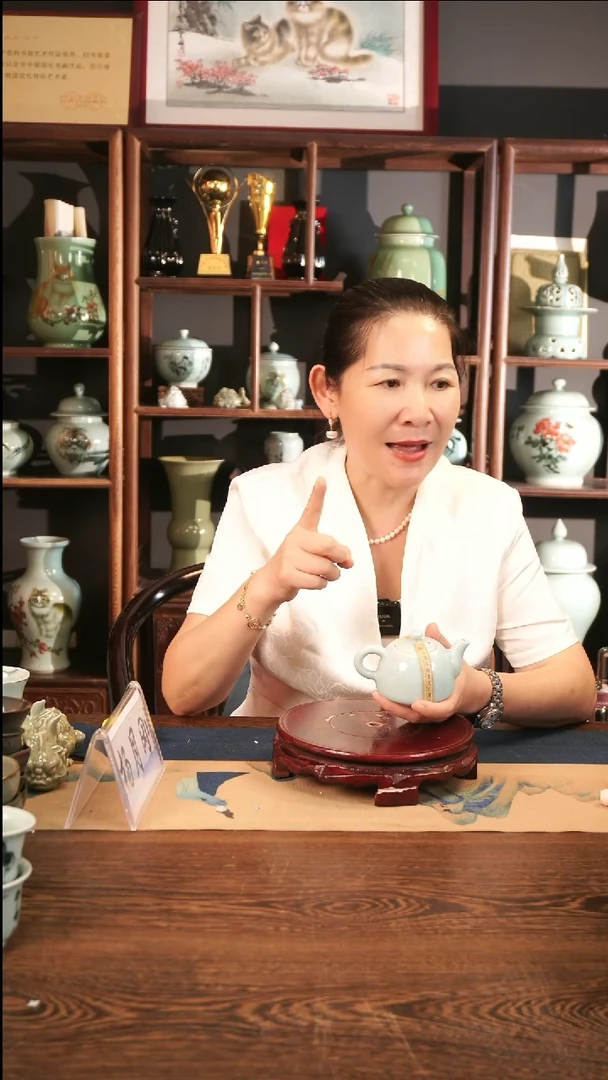 青瓷 纯手工 粉青 壶