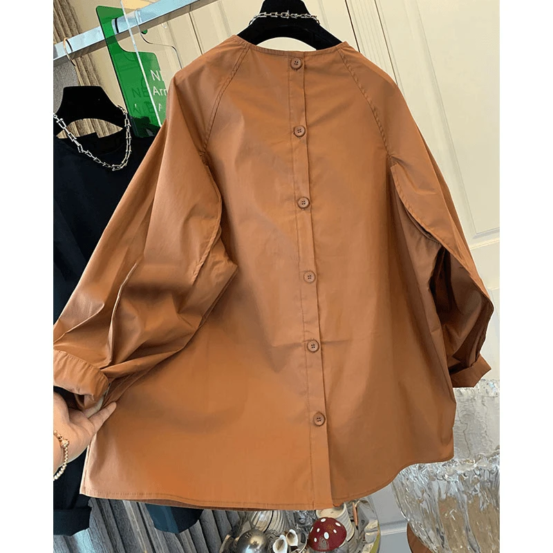 长袖衬衫女2025春秋新款胖妹妹宽松设计感小众独特超好看上衣衬衣