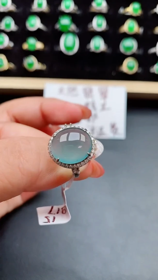 【闪购商品】翡翠戒指银S925镶嵌5080