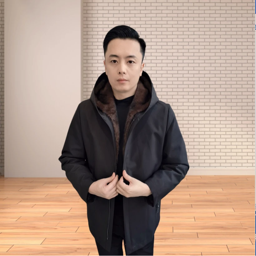 海宁派克服可脱卸内胆中长款连帽秋冬中老年男装新款时尚保暖外套