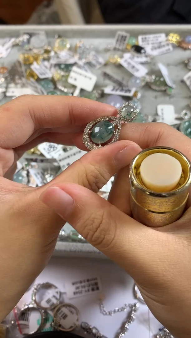 银S925镶嵌戒指翡翠吊坠