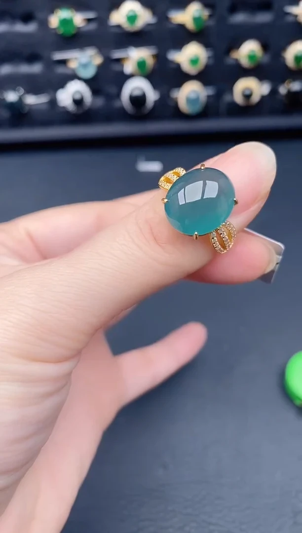 银S925镶嵌戒指翡翠天然a货翡翠139