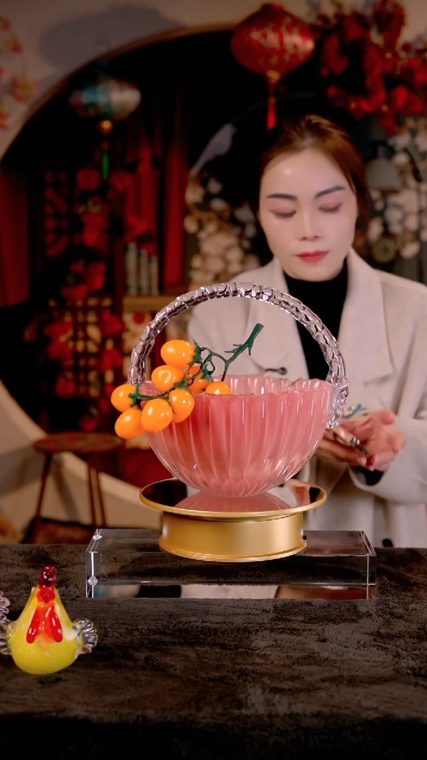 有机玻璃高顿琉璃摆件水果花篮