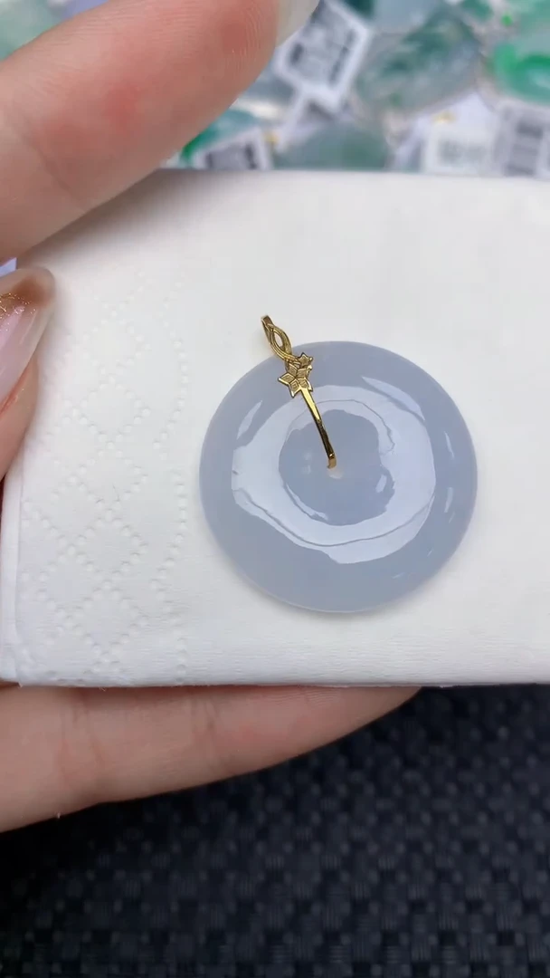 颈饰18K金镶嵌翡翠天然缅甸翡翠a货百元以上9元证书费自理