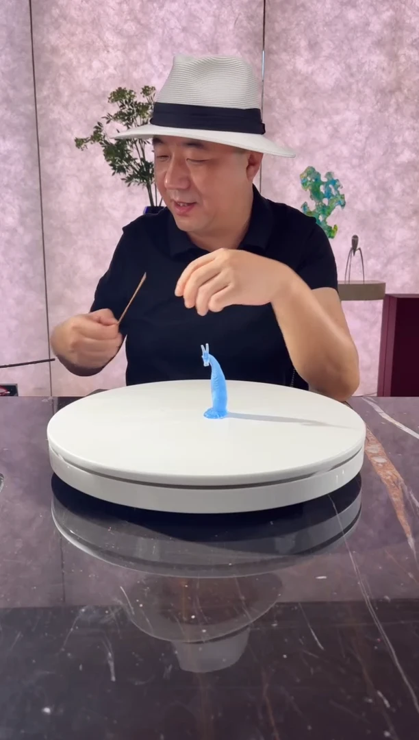 摆件璨石美学天青色麒麟香插摆件