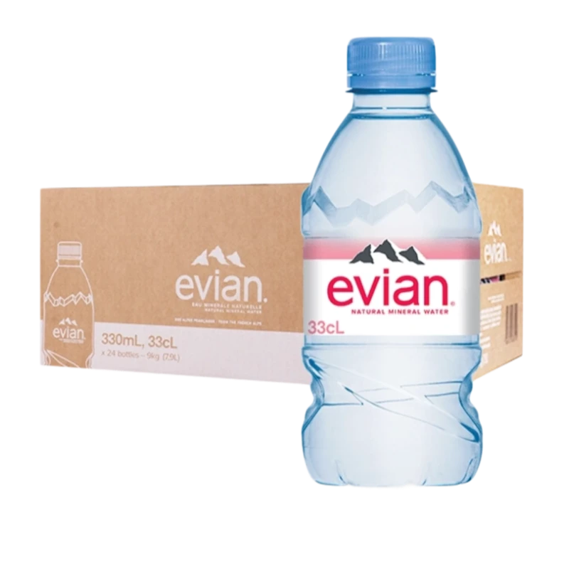 evian依云法国进口矿泉水天然弱碱性330ml瓶高端饮用水批发