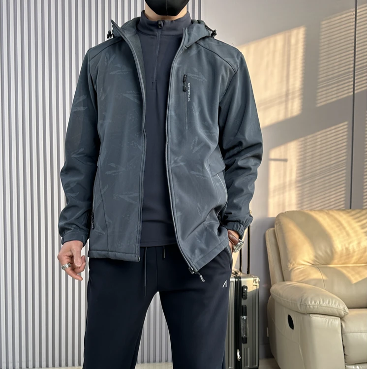 冬新款户外运动抓绒衣男女款加厚春秋加绒连帽外套防风