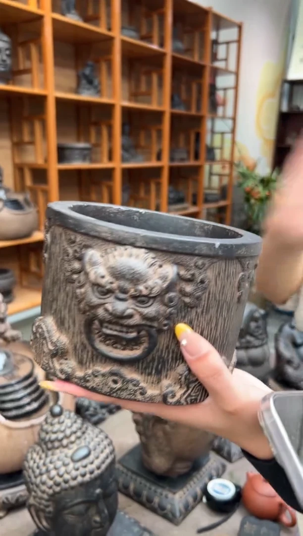 陶土【火山泥】兽头纹鼎