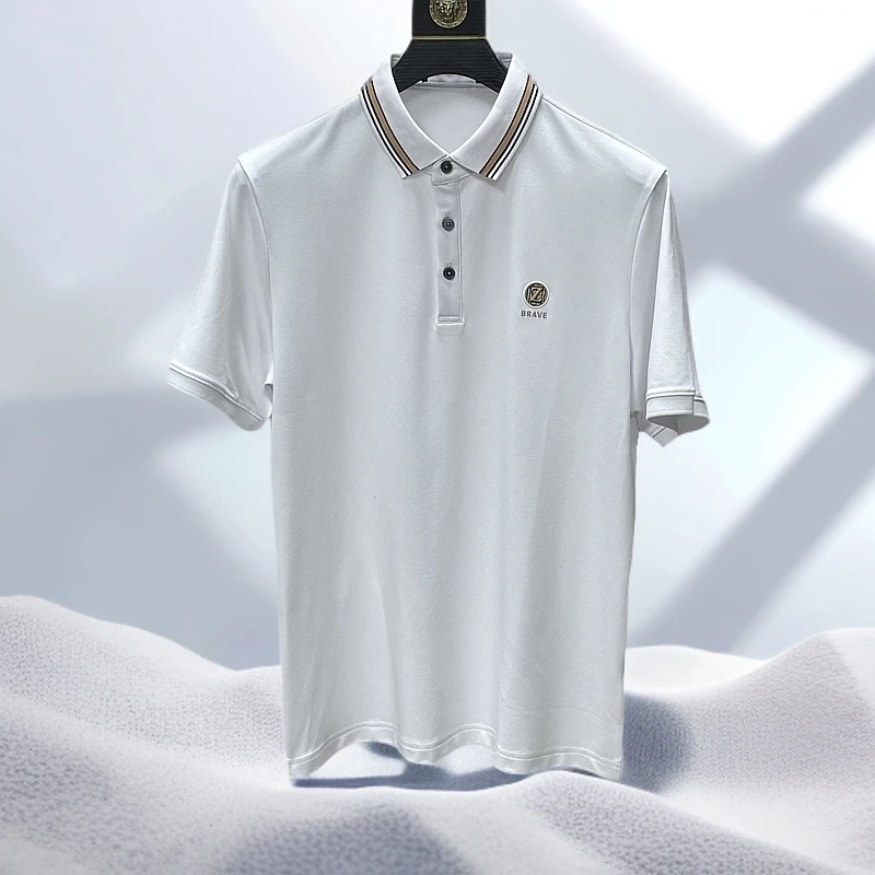 H标剪标余单莫代尔亲肤料简约休闲时尚男短袖POLO衫修身翻领体恤