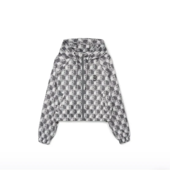 MLB 时尚休闲字母满印拉链连帽长袖夹克秋季 3FWJM0431