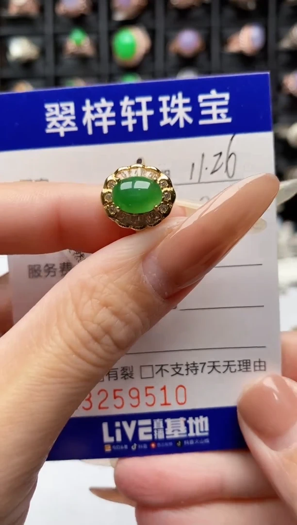 银S925镶嵌戒指翡翠9510