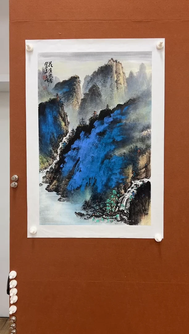 国画李文峰四尺三开泼彩