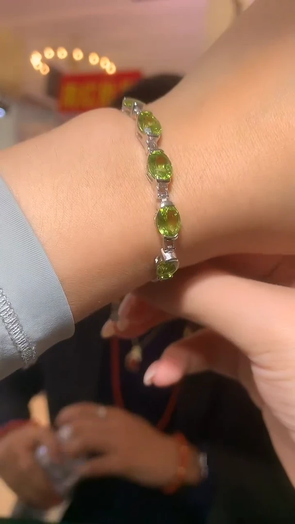 银S925镶嵌手链橄榄石【宝石世家严选】