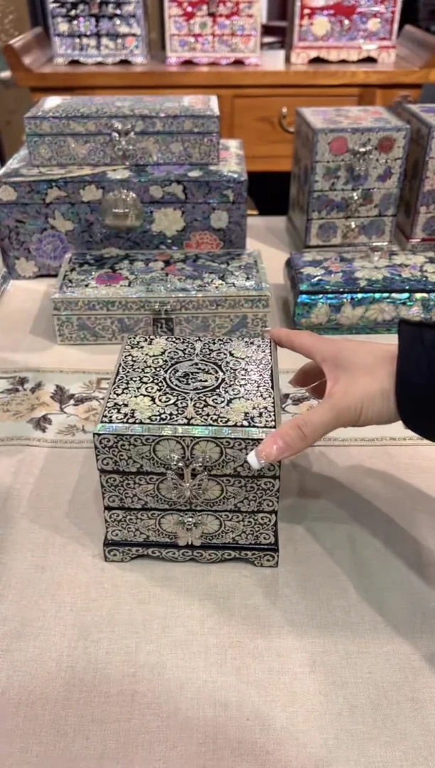 【闪购商品】.黑底龙凤·弘贝雅螺钿漆器文化馆