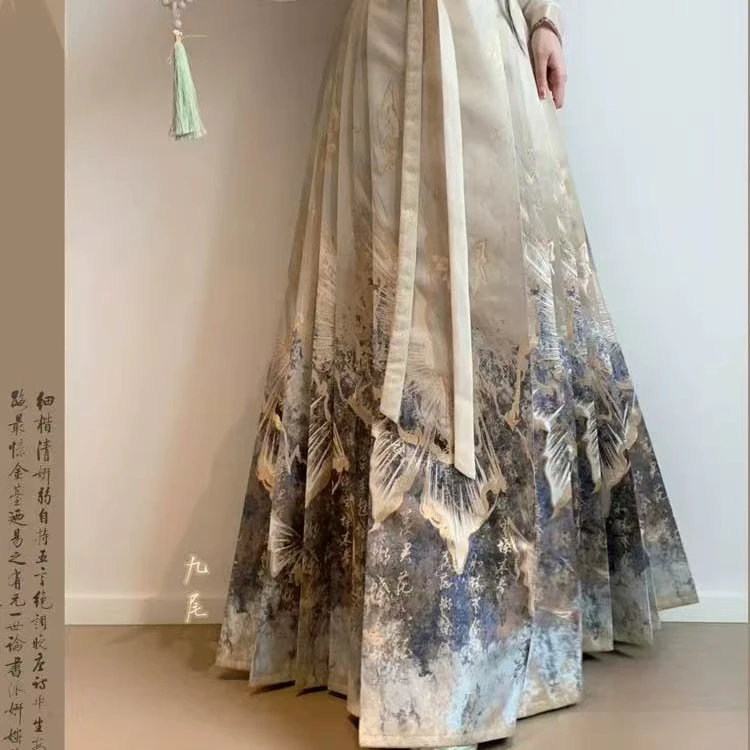 7对折满织原创汉服马面裙织金妆花半身裙百褶裙显瘦高腰