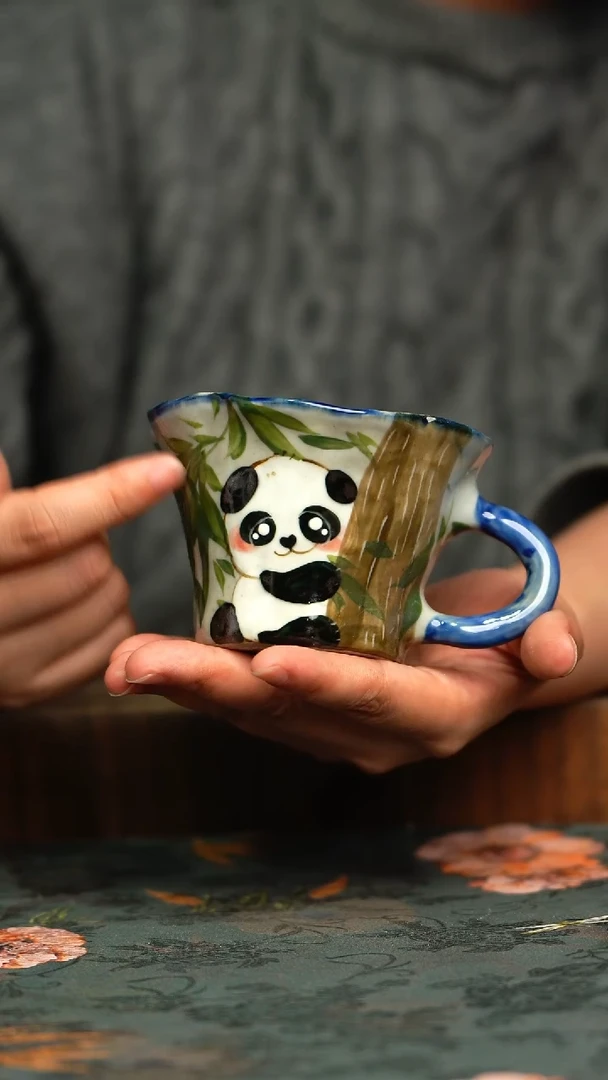 杯釉下彩手工手绘同款陶器