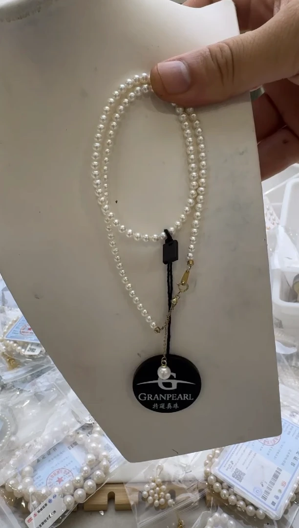 淡水珍珠银S925镶嵌项链3-4mm 吊小珠-新品