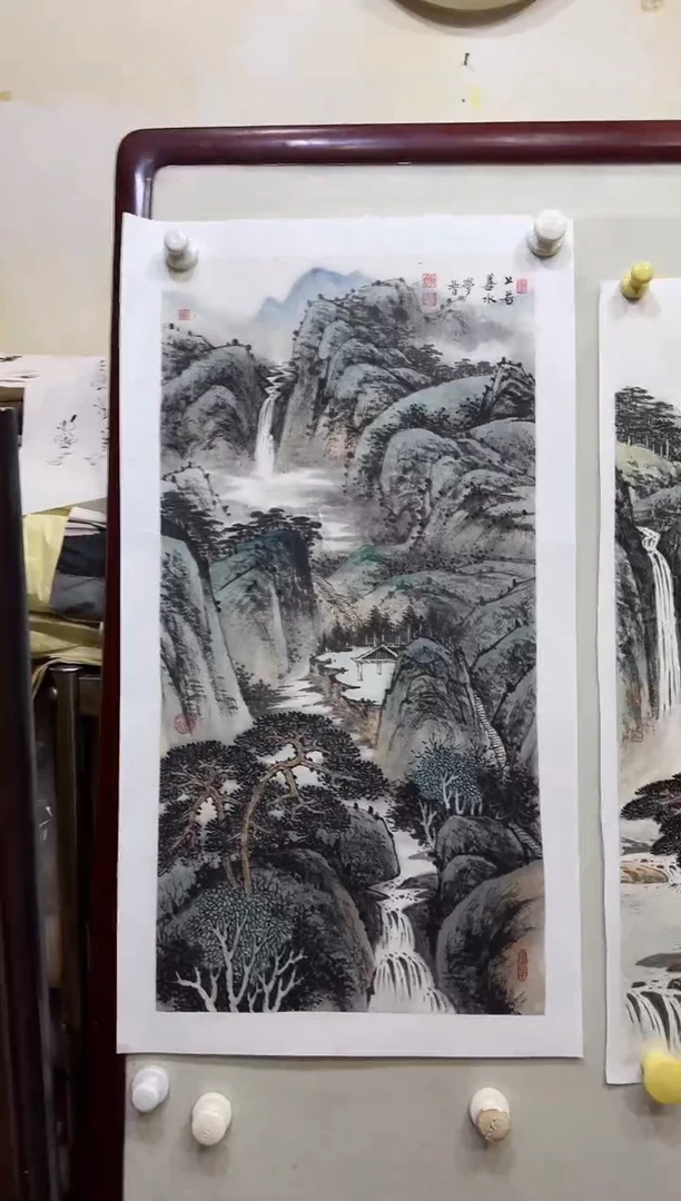 国画y天津人美-陈学智山水2平尺