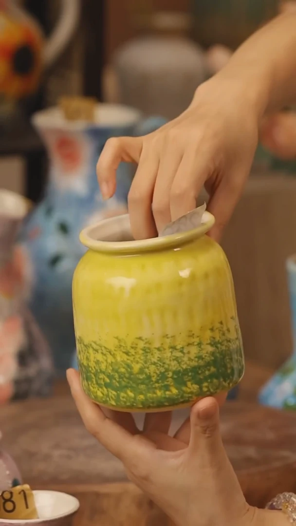 陶瓷268景德镇设计师手作花器摆件侘寂风