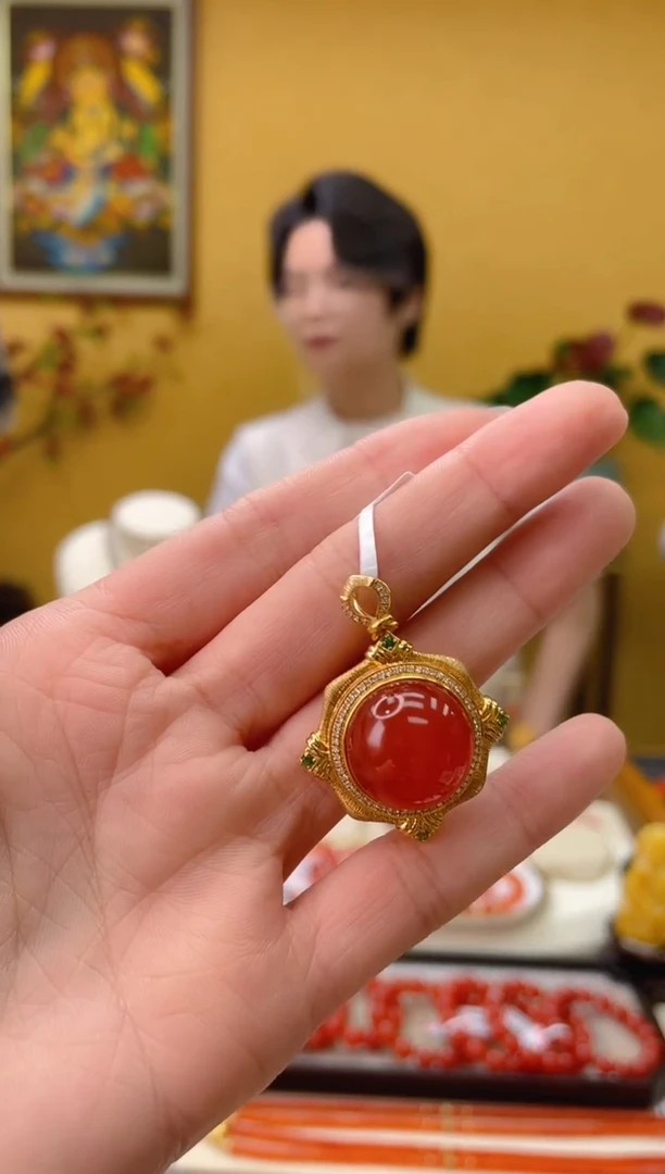 南红玛瑙18K金镶嵌颈饰56@@JH50427072
