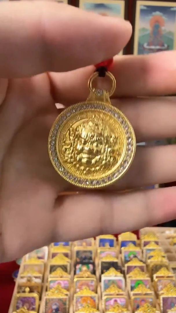吊坠黄财神-热贡纯手绘唐卡 特
