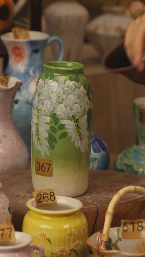 陶瓷景德镇设计师手作花器摆件侘寂风@M367@