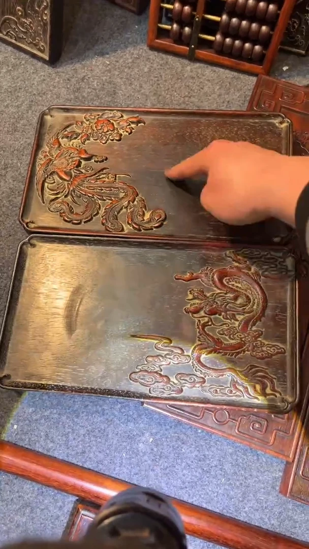 【闪购商品】非洲紫檀（红花梨）赏盘2个30x20cm