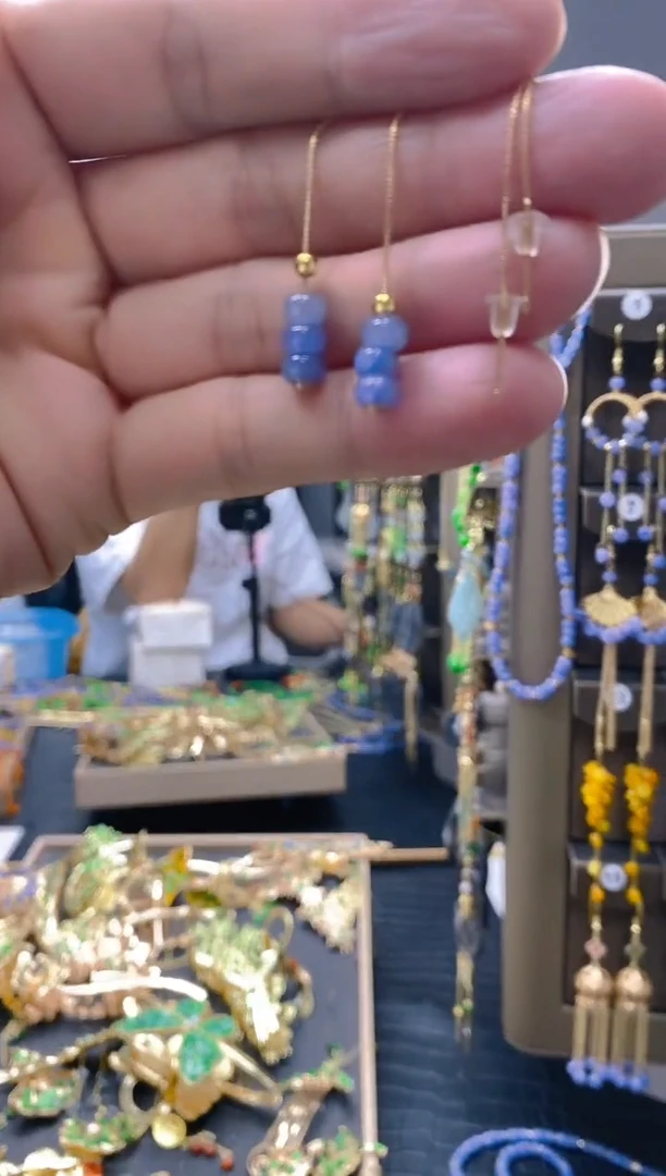 翡翠合金耳饰90翡翠耳线