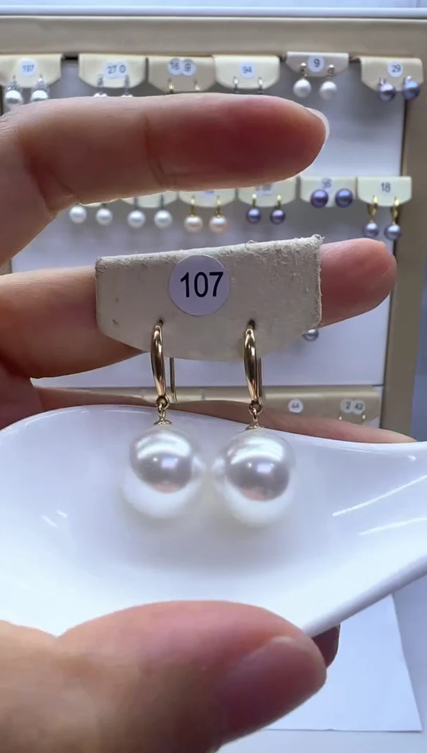 银S925镶嵌淡水珍珠耳饰107