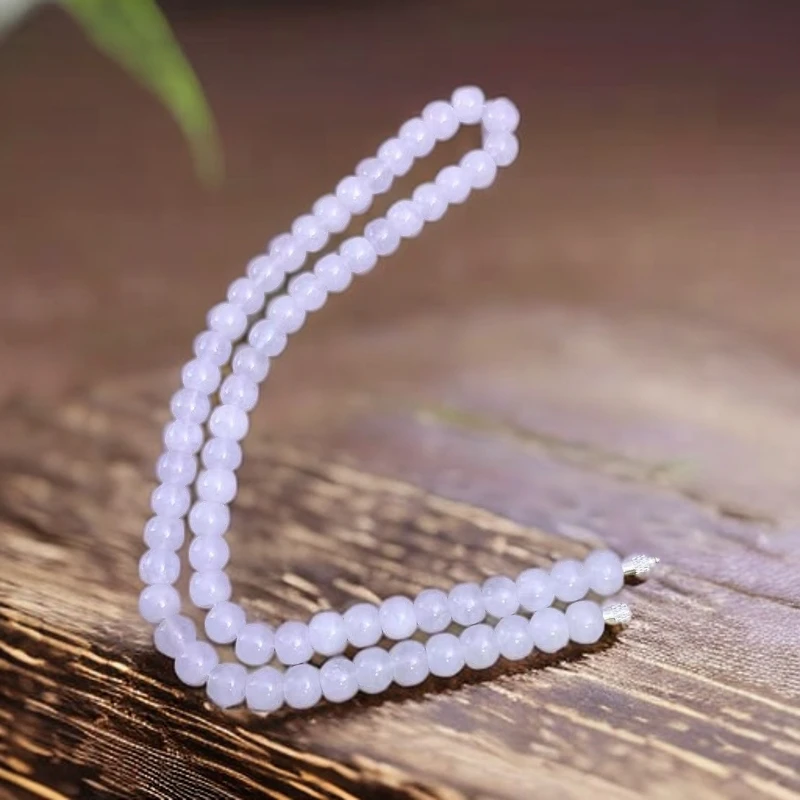 【恩上珠宝】天然玉石 076  妈妈链 白月光老型珠8mm