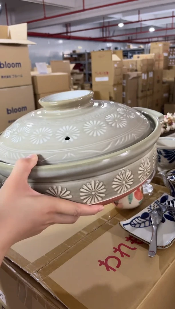 瓷片微瑕不退换-花三岛宽锅10号-展厅展品-没有原装盒子-锅是新的