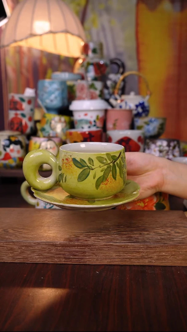 杯子陶泥垚手作 景德镇手工手绘陶瓷器物