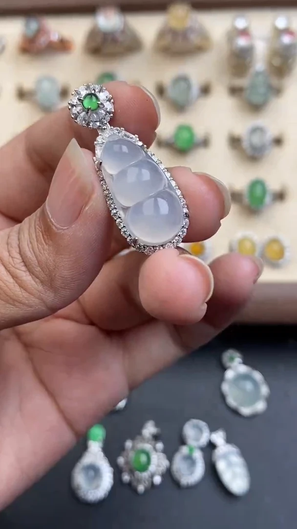 银S925镶嵌定制翡翠0707807