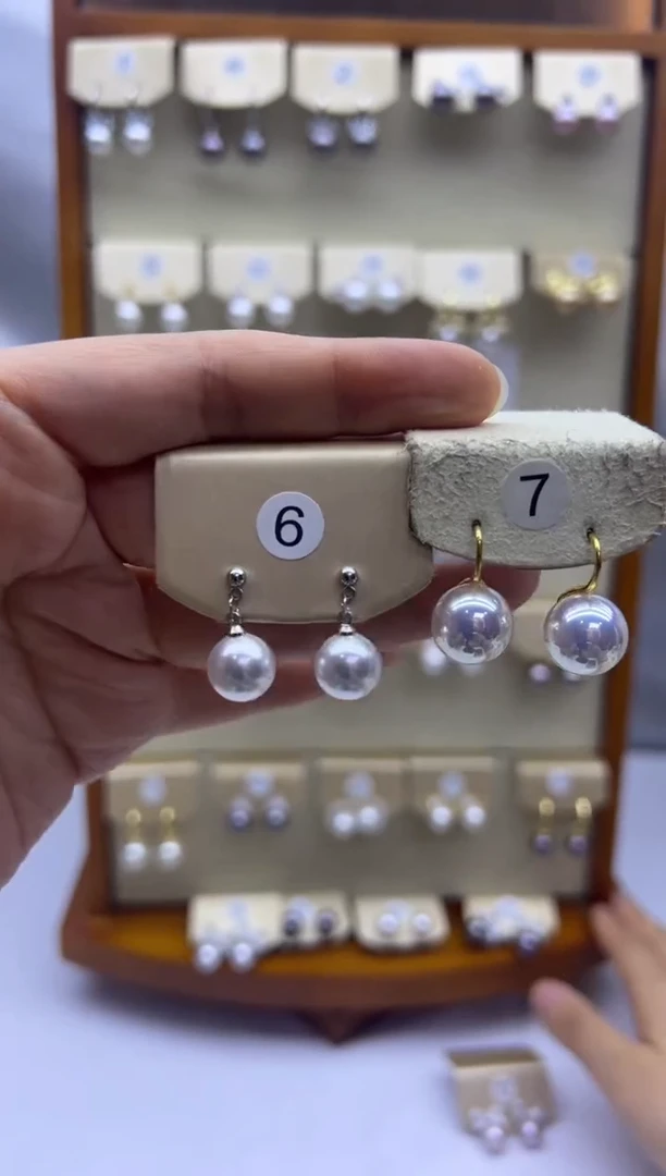 未镶嵌耳饰淡水珍珠6+7