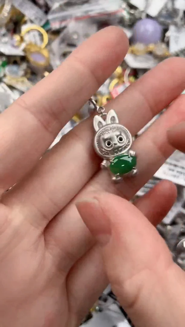 银S925镶嵌戒指翡翠10      2