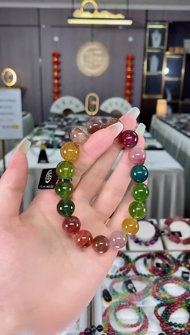 收藏级老矿碧玺单圈手串12mm+未镶嵌碧玺（多样性发一条）mz