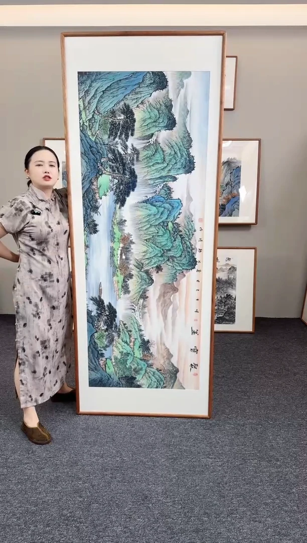 国画一**江聚宝盆210*80手绘作品