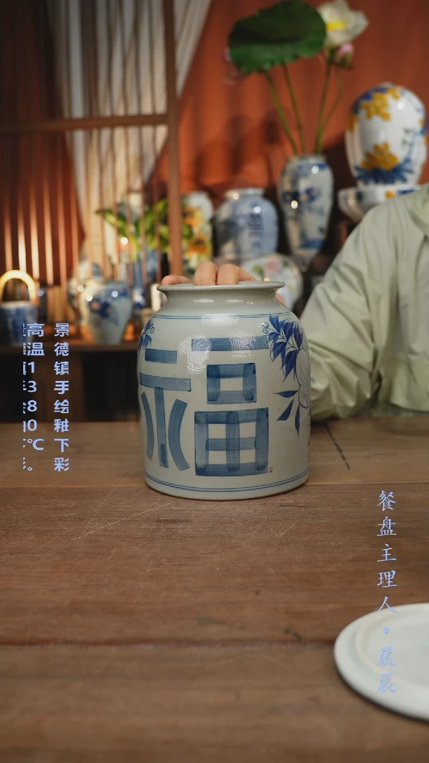 瓷片【简家甄选】景德镇设计师釉下手绘陶瓷餐具