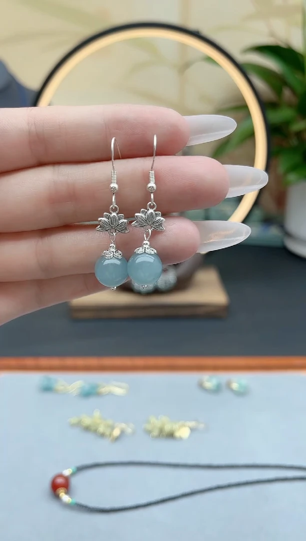 玛瑙/玉髓耳饰银S925镶嵌01