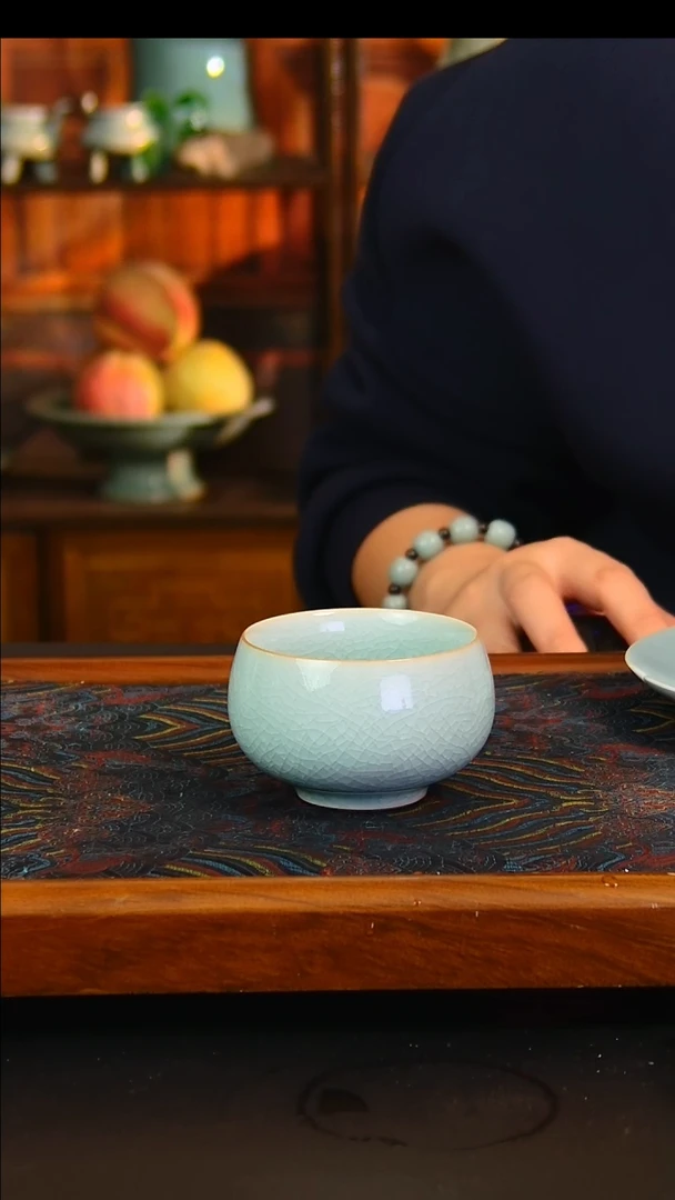 瓷片冰花釉禅定杯，一级品