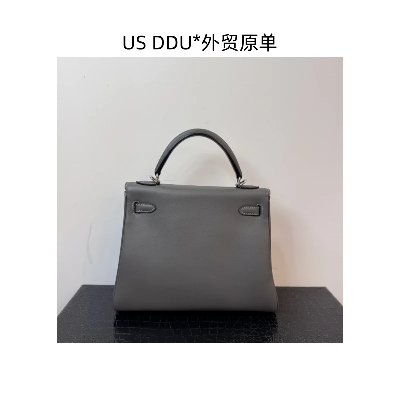 A191 石墨灰银扣凯莉25内缝swift皮手提包1261/D014